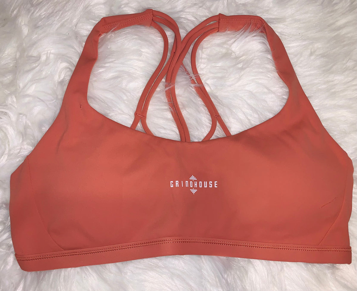 Strappy sports bra coral – grindhouseathletics