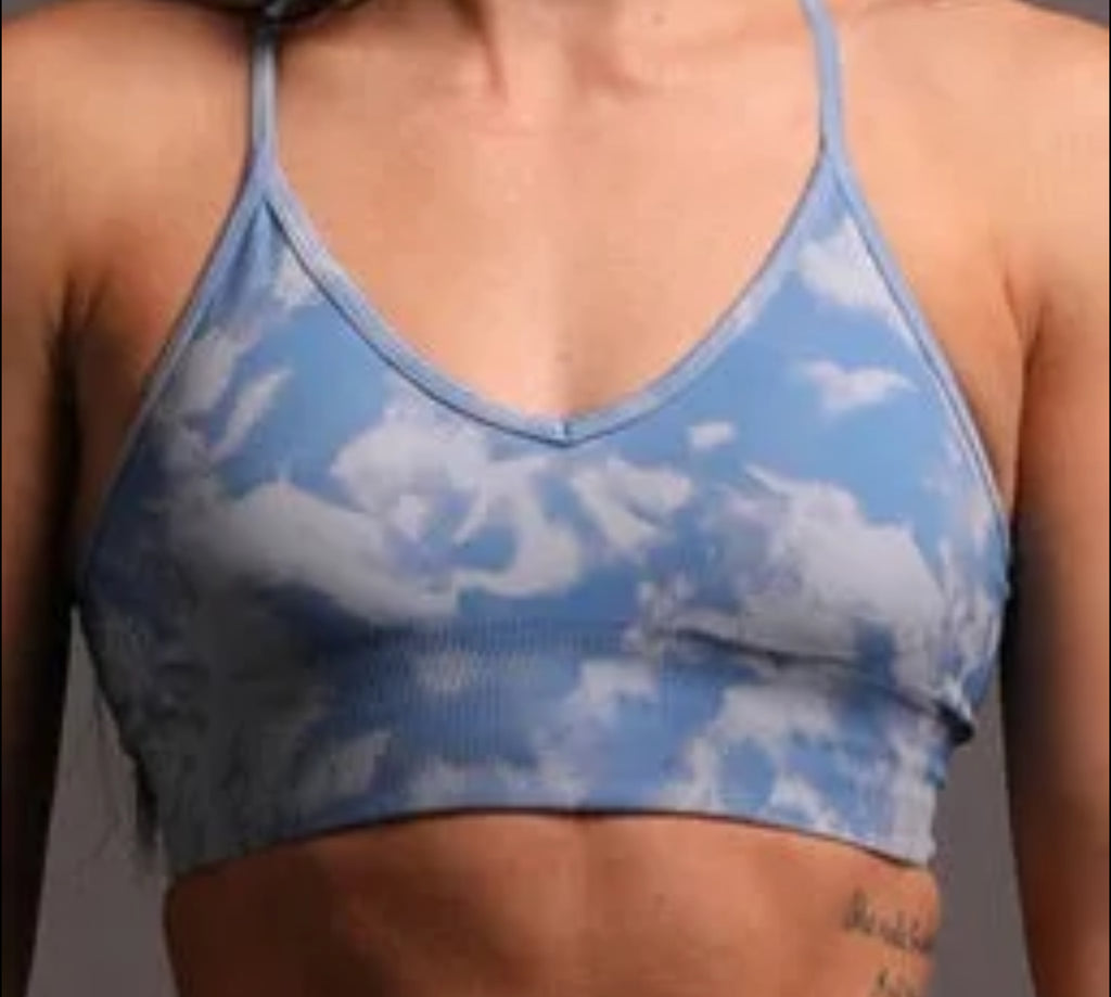 Seamless flex blue sports bra