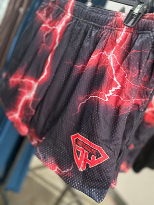 men Running shorts red lightning