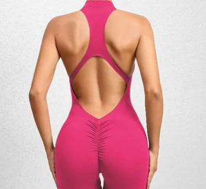 Zip up Romper hot pink