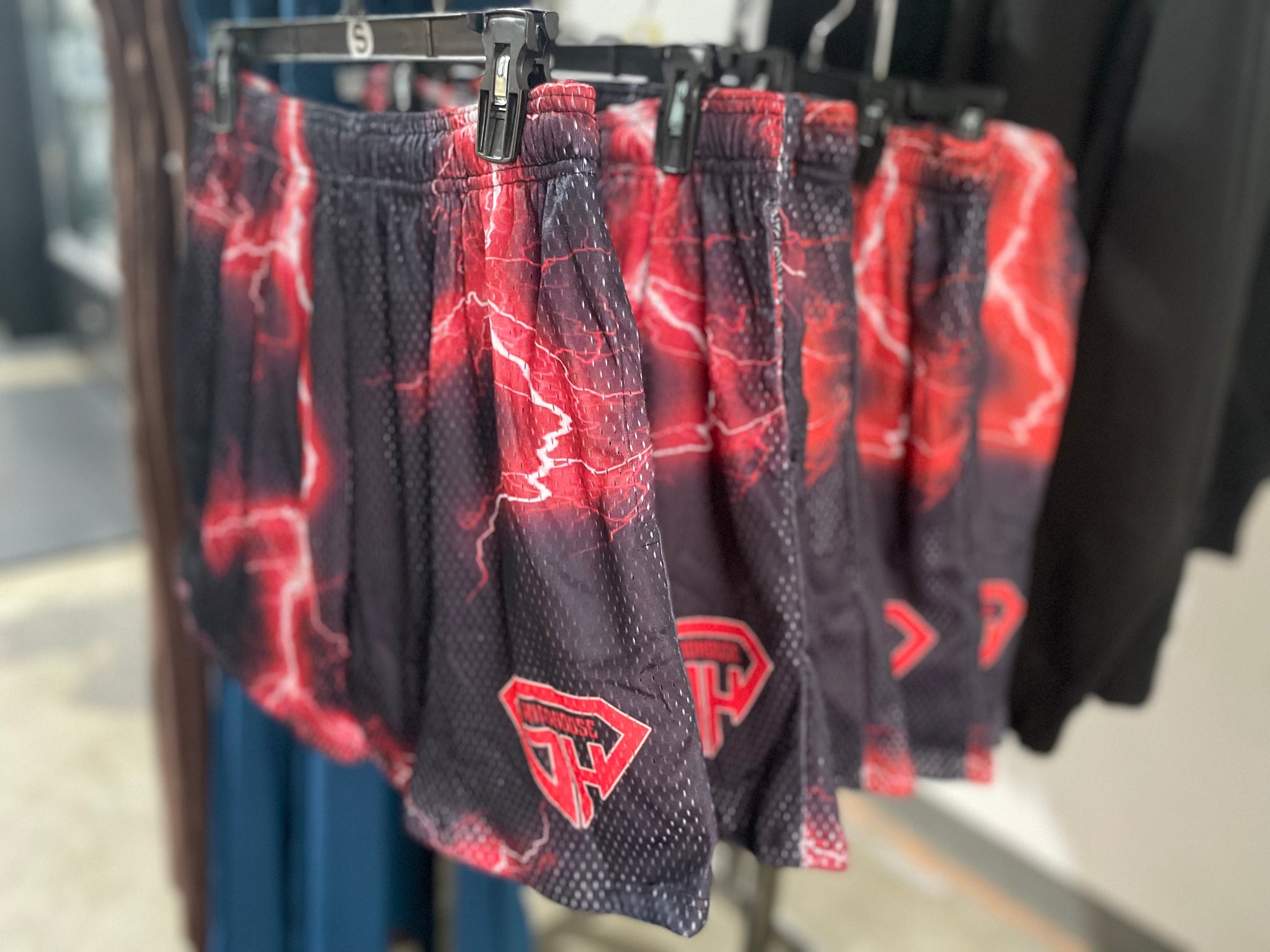 men Running shorts red lightning