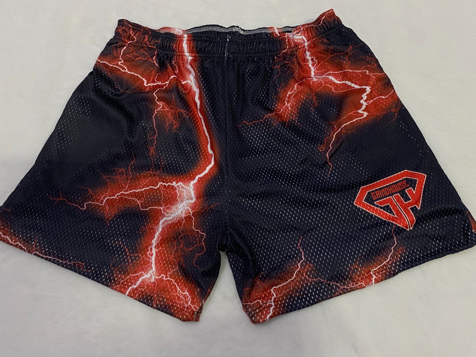 men Running shorts red lightning