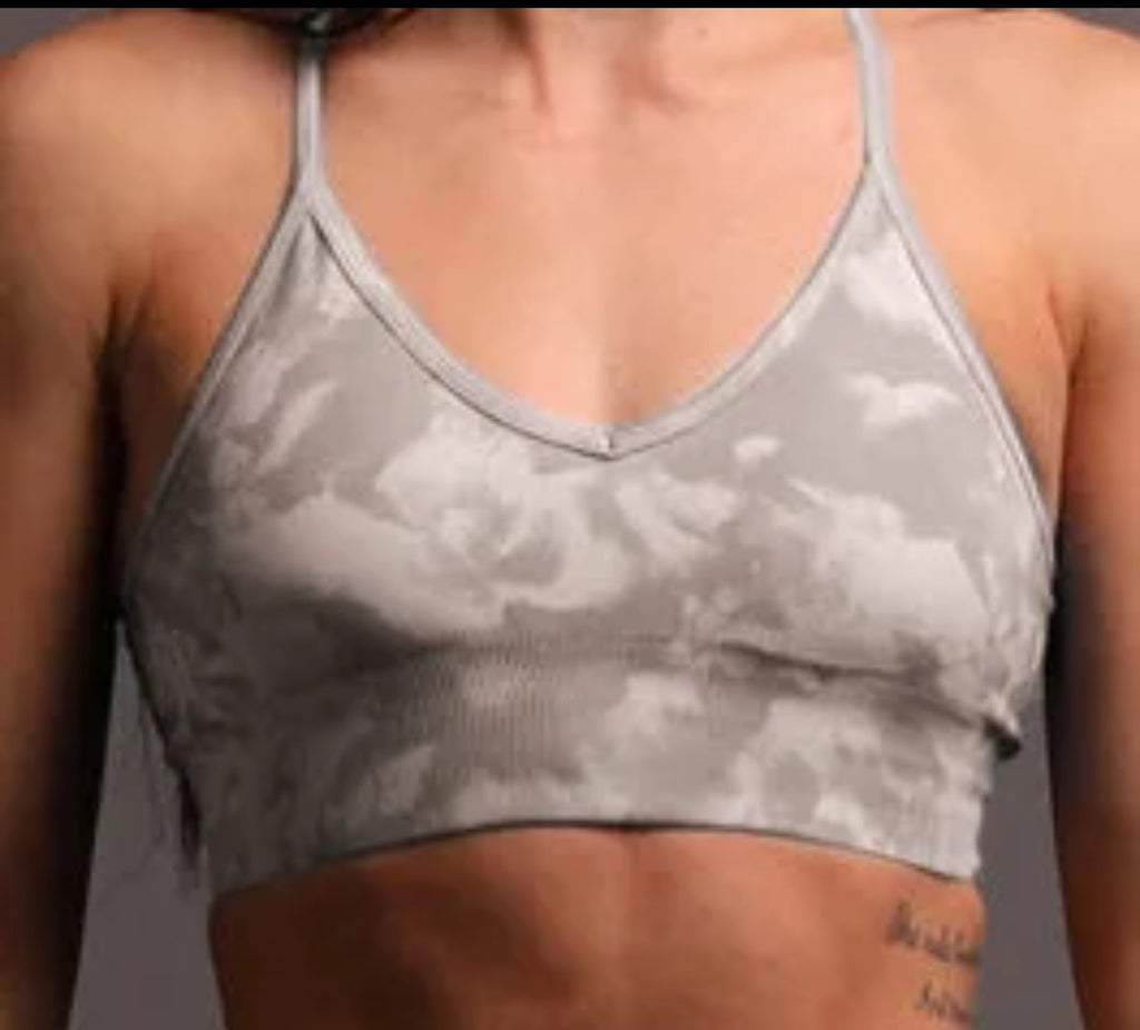 Seamless flex gray sports bra