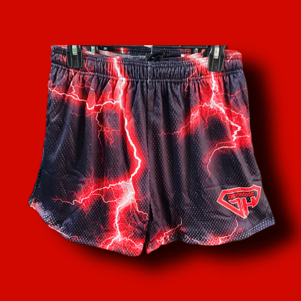 men Running shorts red lightning