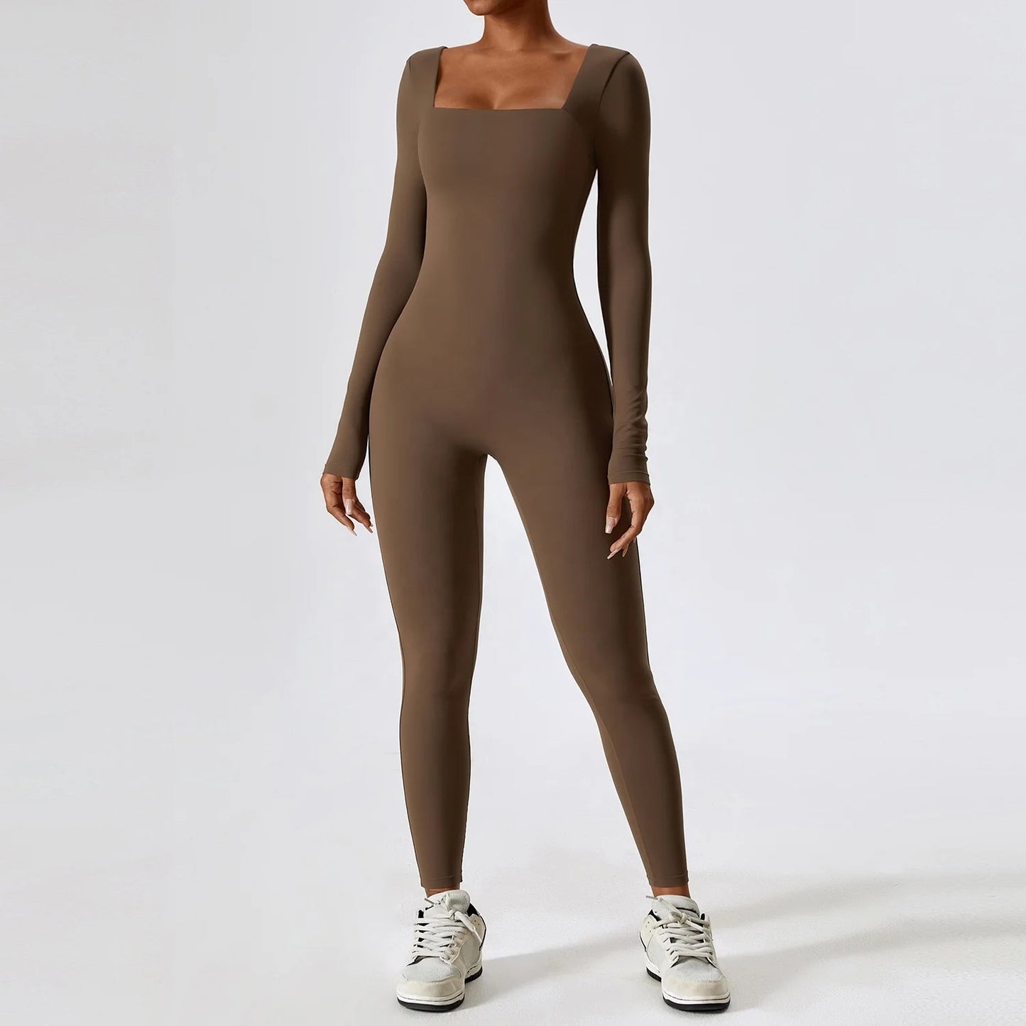 Long sleeve jumpsuit brown