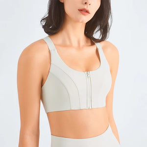 High support sports bra white