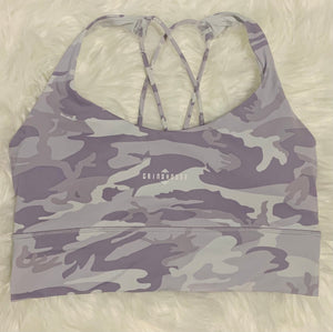 Camo sports bra white