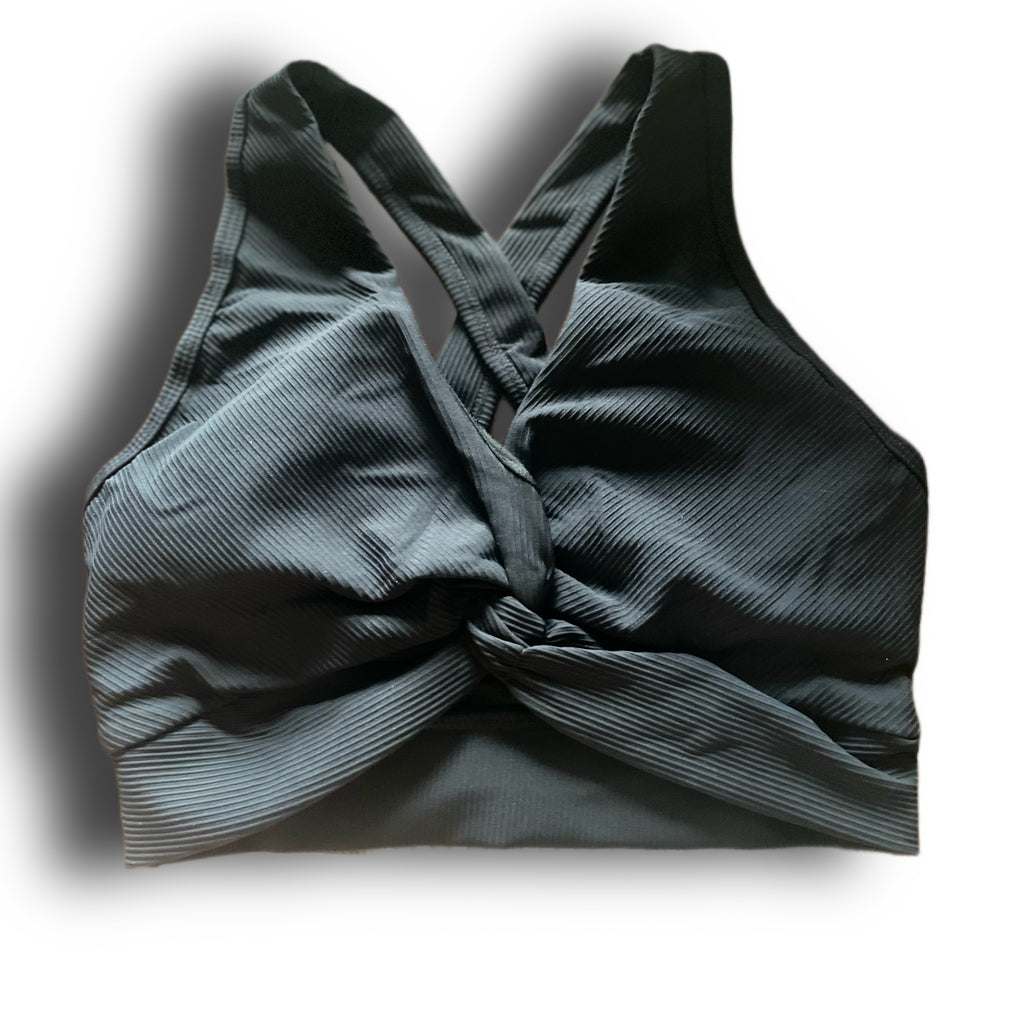 V neck sports bra black