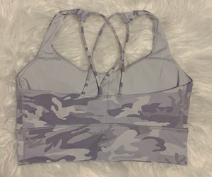 Camo sports bra white