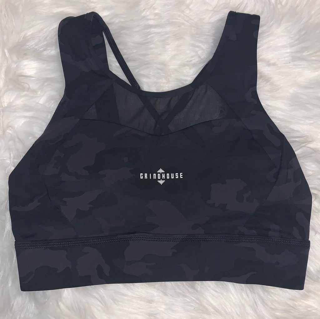 Camo sports bra black