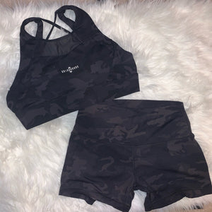 Camo sports bra black