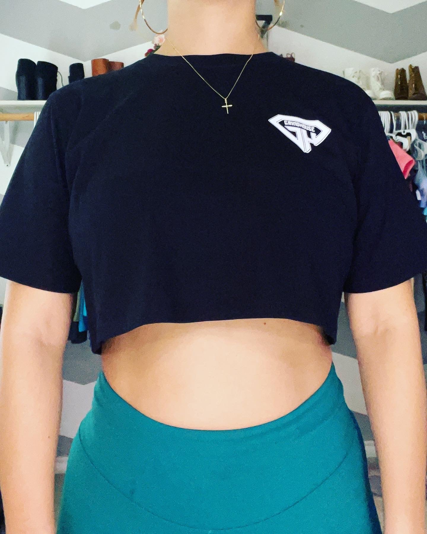 Mid crop tee blue