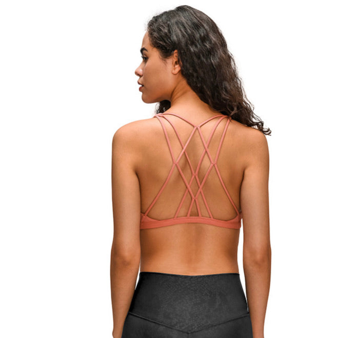 Strappy sports bra coral