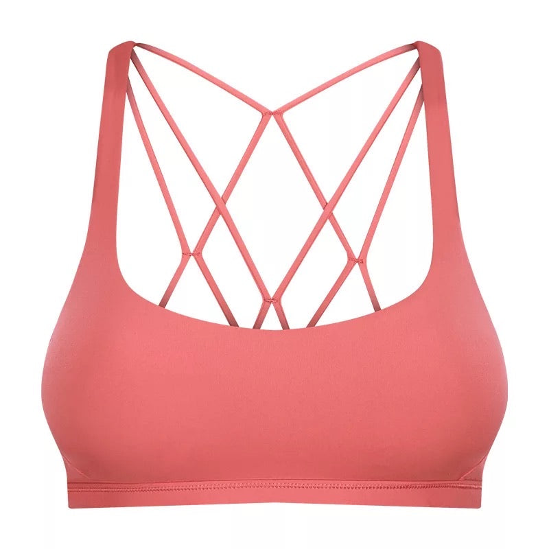 Strappy sports bra coral