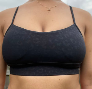 Esther razor back sports bra black leopard