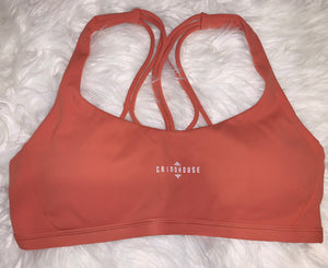 Strappy sports bra coral