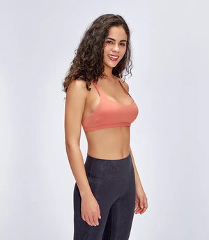 Strappy sports bra coral