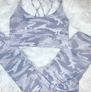 Camo sports bra white