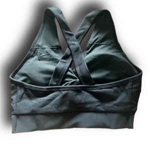 V neck sports bra black