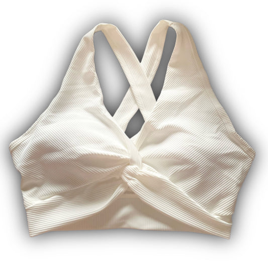 V neck sports bra white