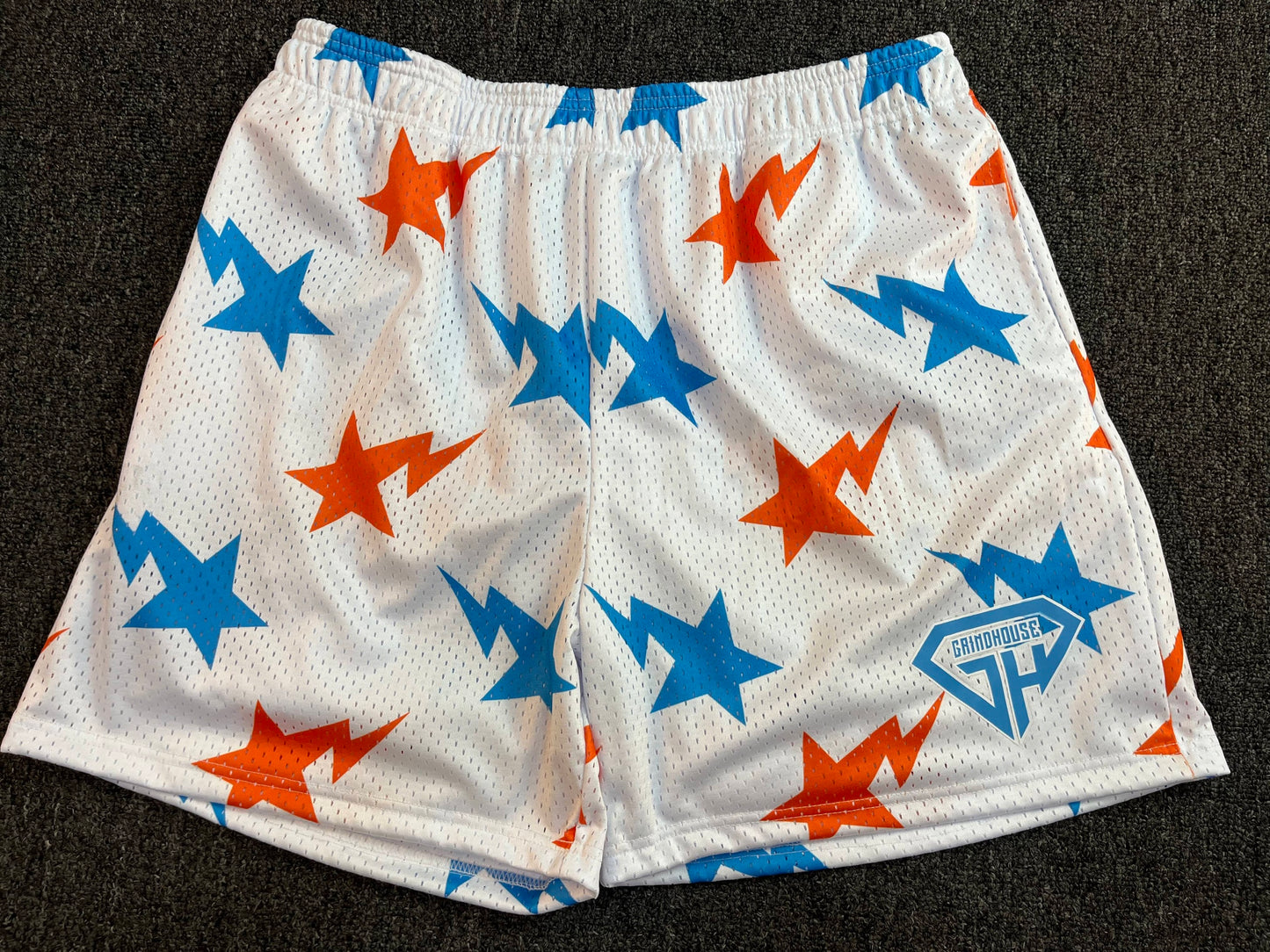 men Running shorts white orange and blue