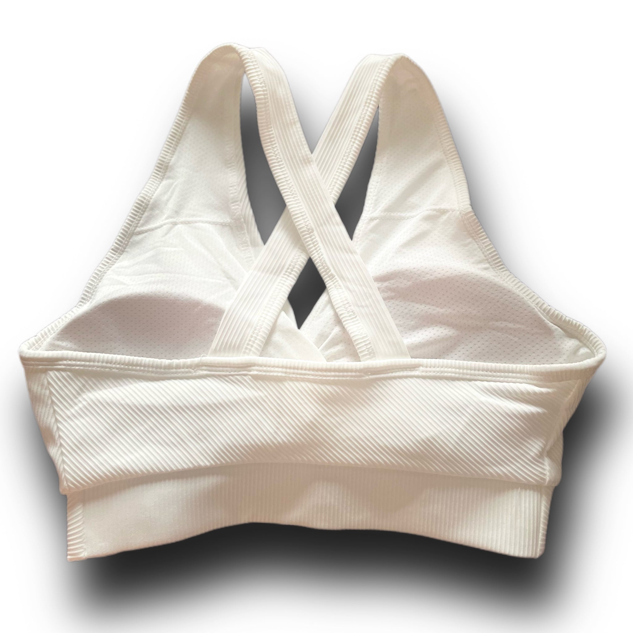 V neck sports bra white